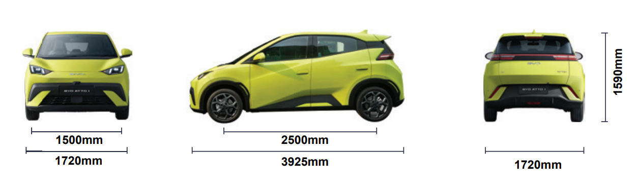 Dimensi BYD Atto 1